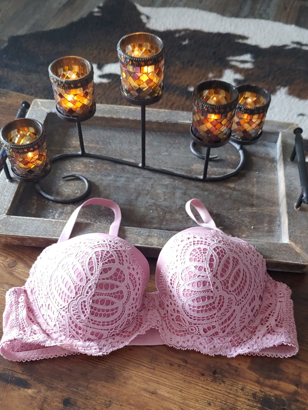 NWOT Sexy Gorgeous Rose Pink Lace Victoria's Secret Padded Underwire Bra